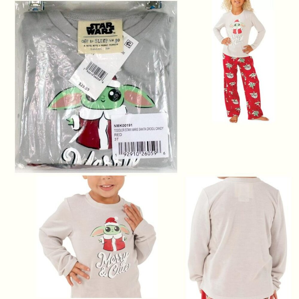 BIN Nite Nite Star Wars Toddler Santa Grogu Pajama Set Sz 3T by Munki Munki NWT
